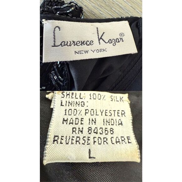 Vintage 1980’s Laurence Kazar Silk Beaded Cocktail Mini Dress - Picture 8 of 9